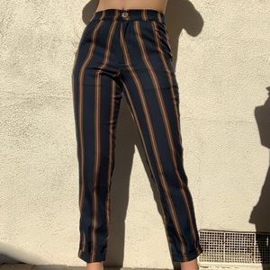 Sky & Sparrow Striped High Rise Ankle Cuffed Pants